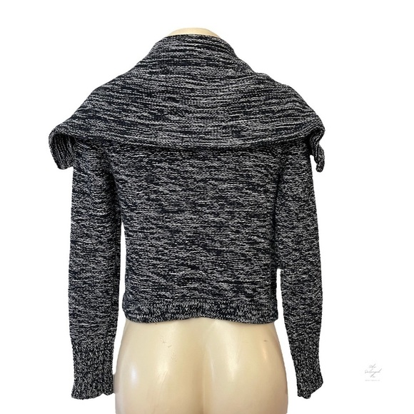 AEO American Eagle Outfitters Zip Cape Marled Cotton Black Sweater Moto Jacket S - Picture 4 of 7